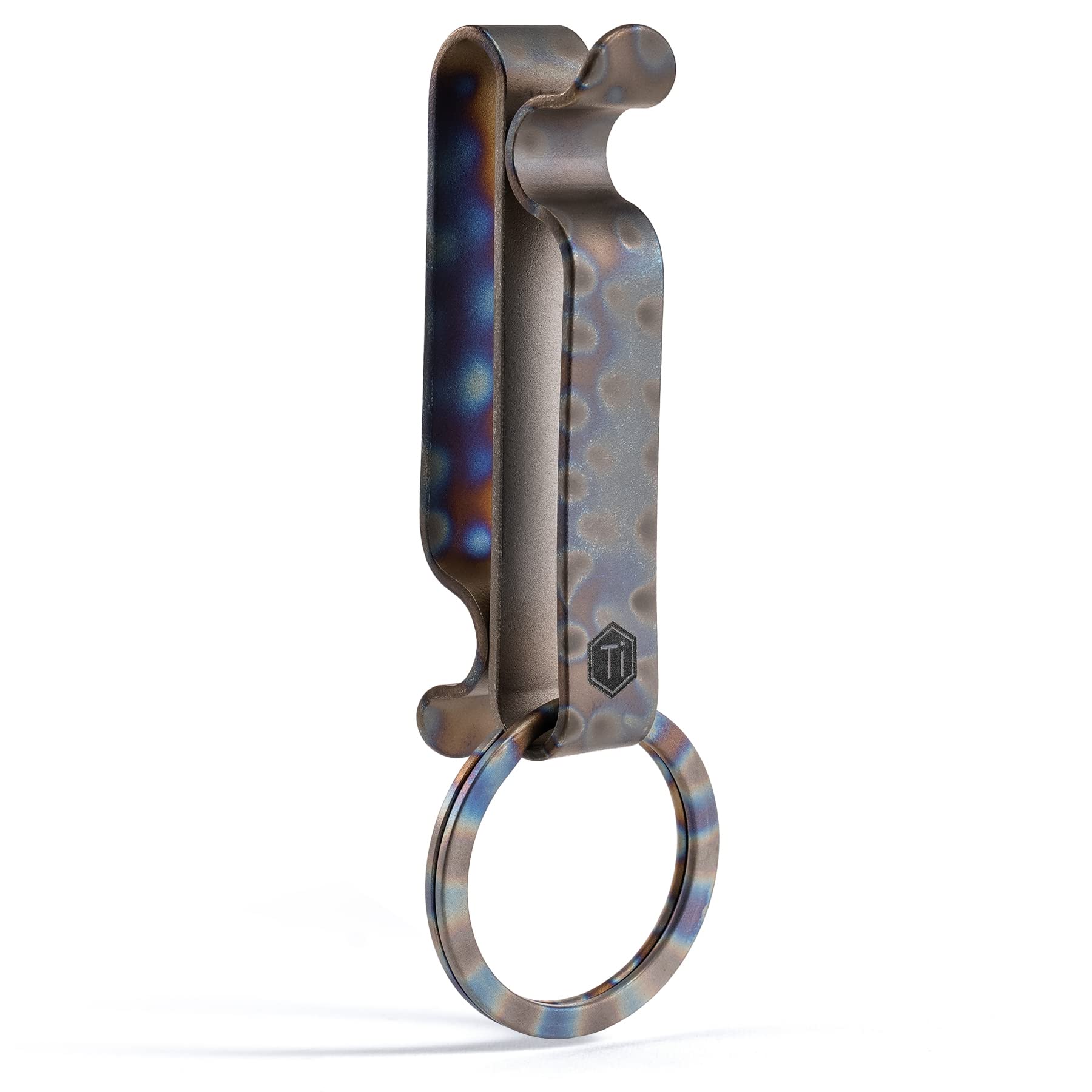 KeyUnity KM00 Titan-Gürtelschlaufe Schlüsselanhänger-Clip Doppelseitiger Schnellverschluss-Schlüsselhalter mit abnehmbarem Schlüsselring (Handarbeit Flamme) von KeyUnity