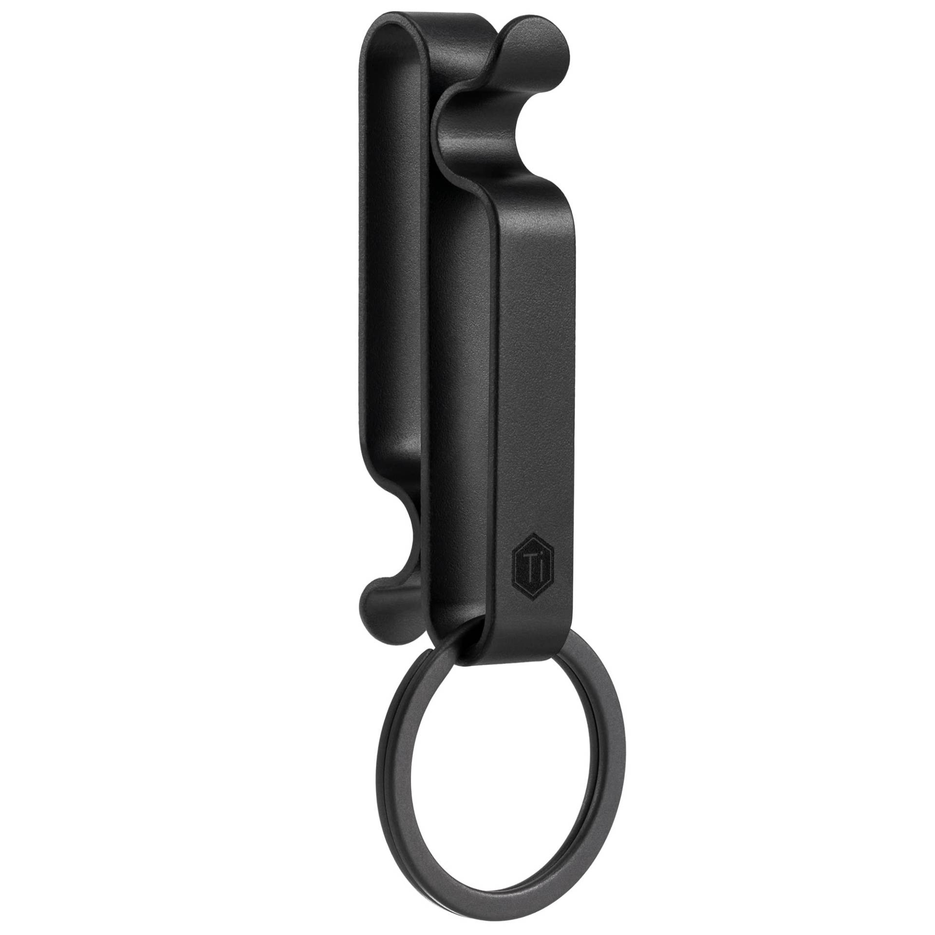 KeyUnity KM00 Titanium Gürtelschlaufe Schlüsselanhänger Clip Doppelseitiger Schnellverschluss-Schlüsselhalter mit abnehmbarem Schlüsselring (Schwarz) von KeyUnity