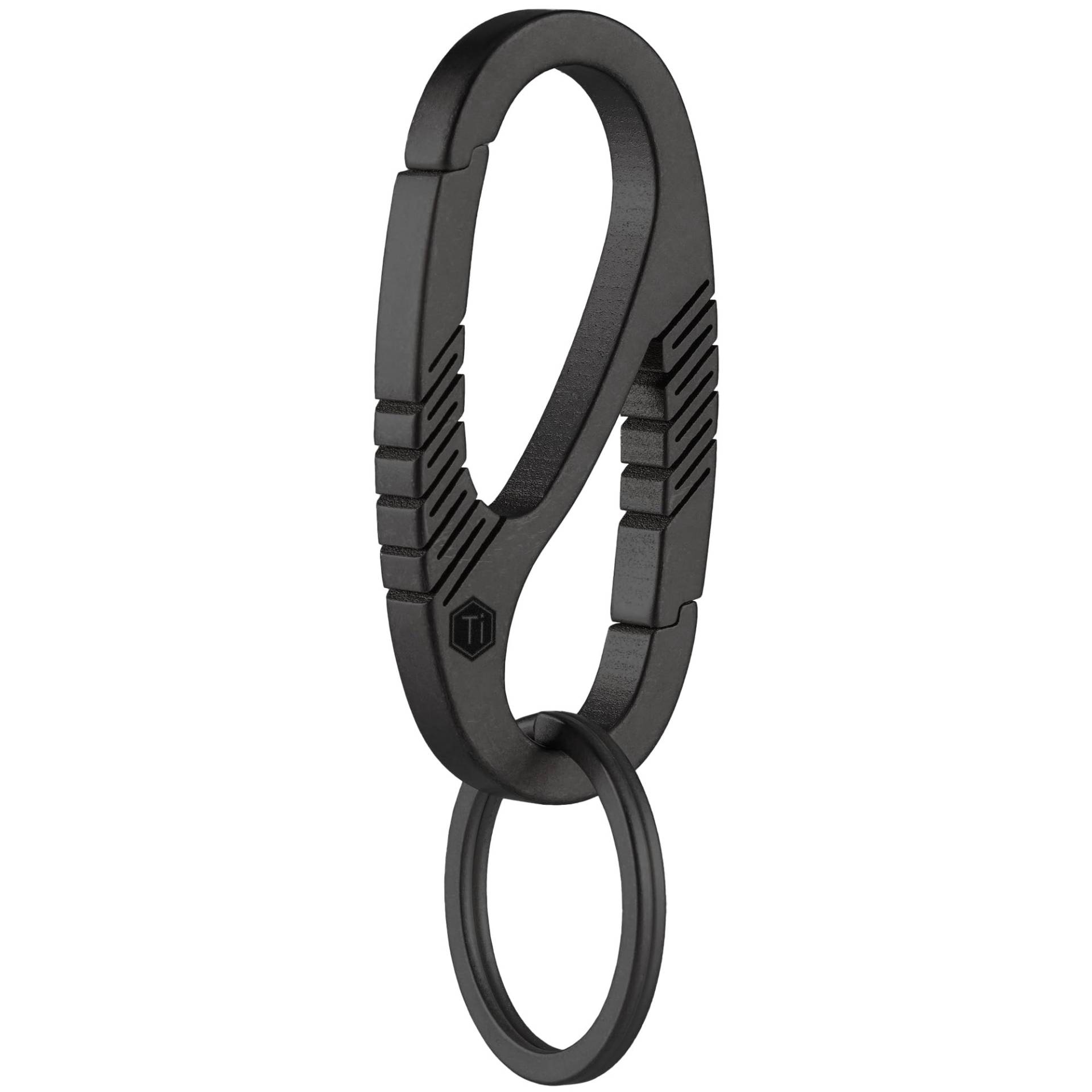 KeyUnity KM08BK Titan-Karabiner-Schlüsselanhänger-Clip, Dual-Gate-Schnellverschluss-EDC-Schlüsselringhalter-Organizer für Männer und Frauen von KeyUnity