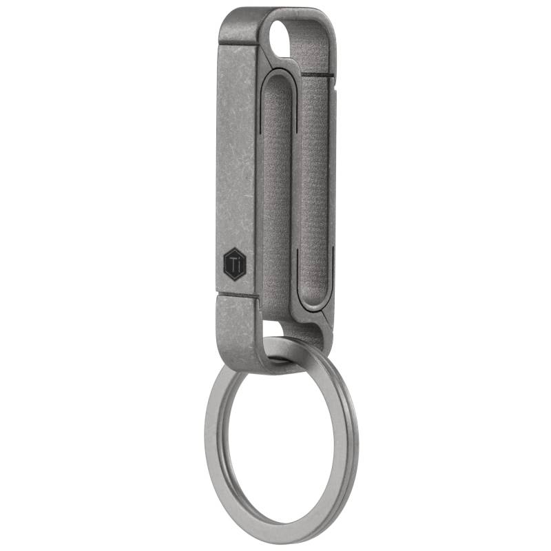 KeyUnity KM11 Titan Schlüsselhalter Gürtelclip, Doppelseitiger Karabiner Schlüsselanhänger für Herren (Sandgestrahlt) von KeyUnity