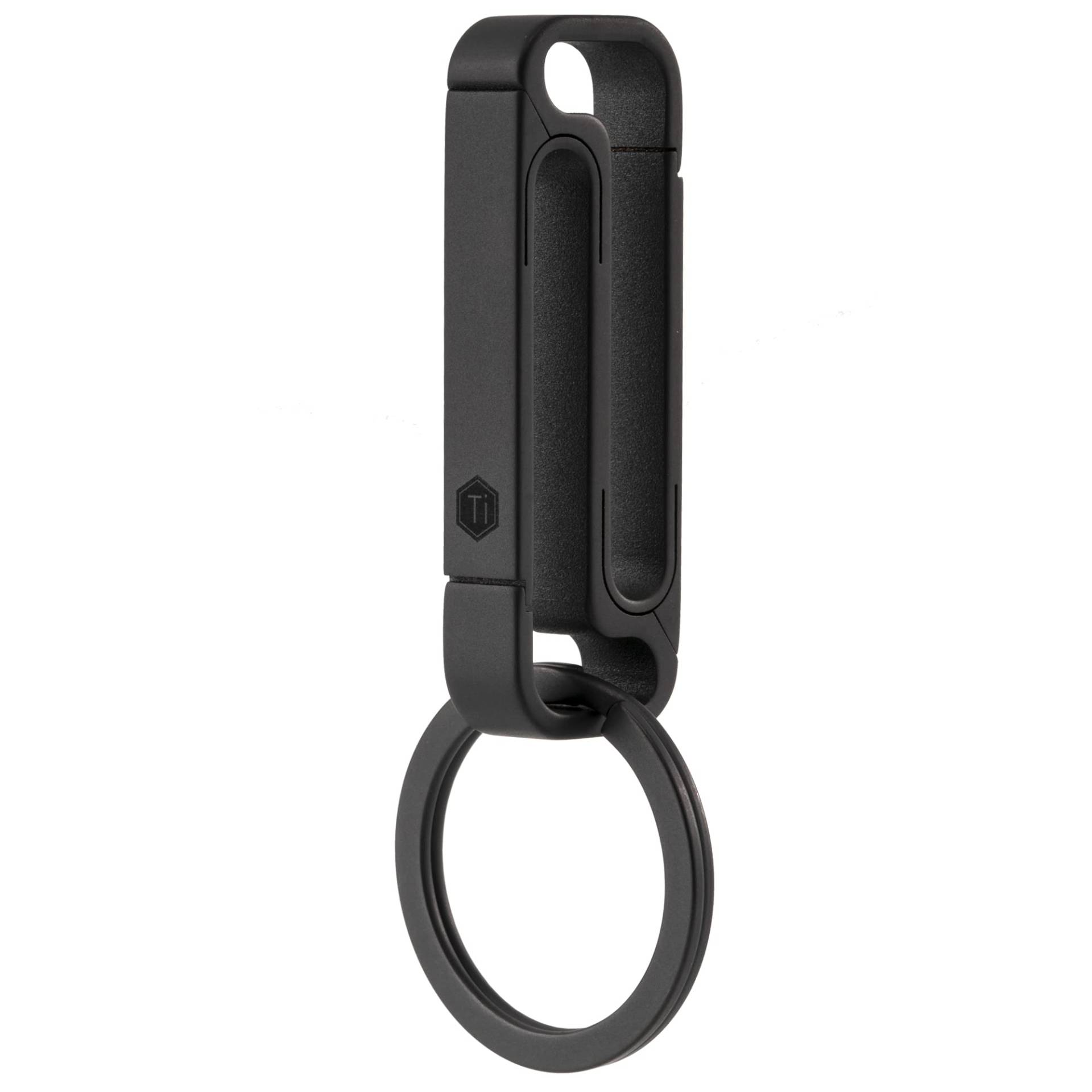 KeyUnity KM11 Titan Schlüsselhalter Gürtelclip, doppelseitiger Karabiner Schlüsselanhänger für Herren (PVD Schwarz) von KeyUnity