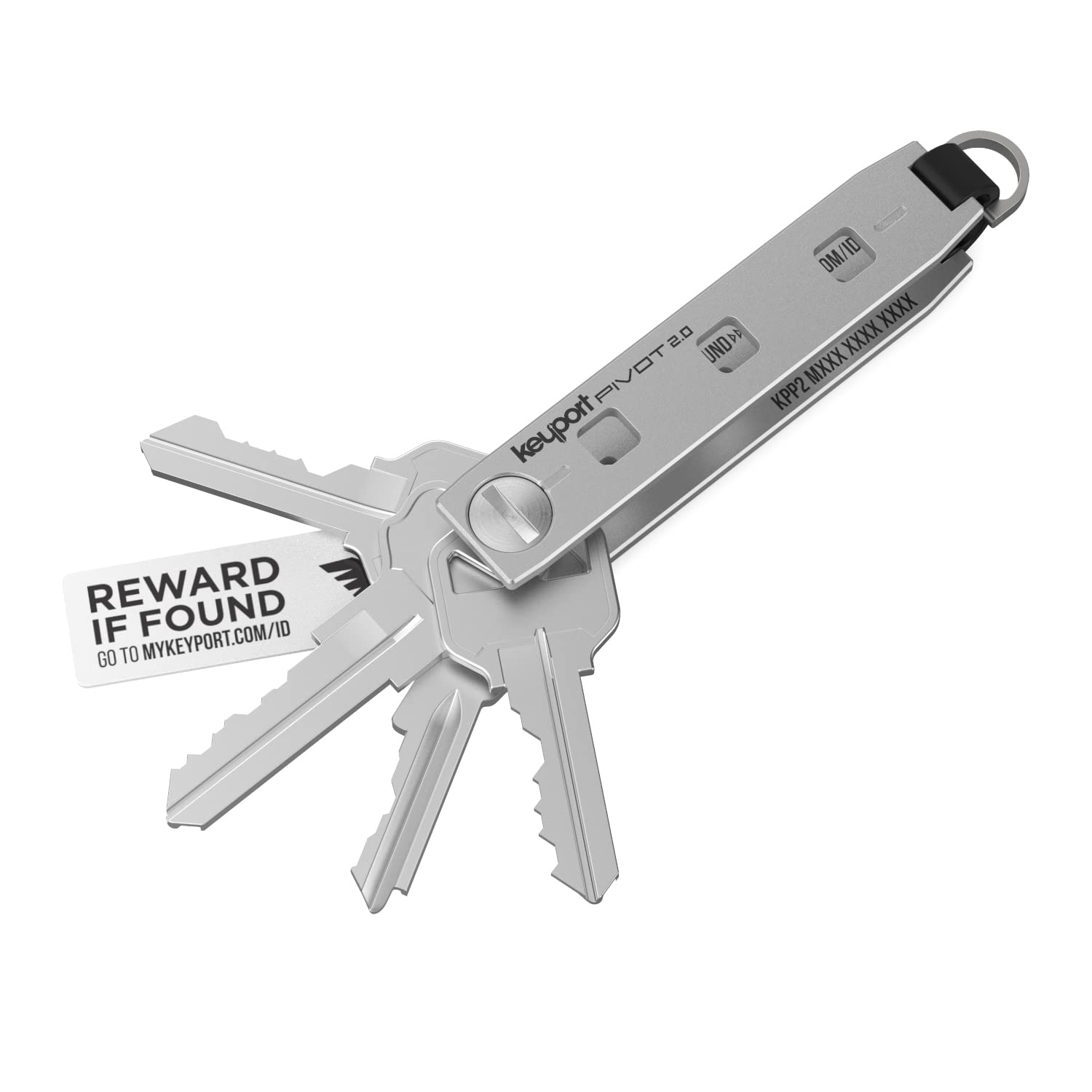 Keyport Pivot 2.0 Schlüssel-Organizer – Premium-Schlüssel-Organizer Schlüsselanhänger | Schlüssel-Organizer + EDC Multifunktionswerkzeug + Lost & Found All-in-One, silber, Small von Keyport