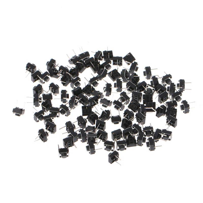 100 Stück 6 X 6 X 5 Mm 2-poliger Mikro Moment Drucktaster Taktiler Schalter Druckknopfschalter Ein/Aus Wasserdicht Kurzzeitige LED Steuerung Wipphebelgriff Start Stopp Taktiler Dimmer Sensor von KieTeiiK