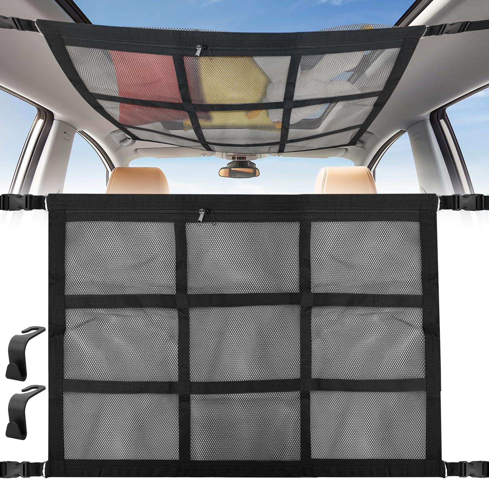 Kigniote Autodach Gepäcknetz 80×52cm Auto Netz Dachhimmel Universal Dachnetz Auto Innen Gepäcknetz Wohnmobil Gepäcknetz Autodach Decke für Vier Dach Armlehnen auf Autos Van SUV Jeeps Kigniote Autodach Gepäcknetz 80×52cm Auto Netz Dachhimmel Universal Dachnetz Auto Innen Gepäcknetz Wohnmobil Gepäcknetz Autodach Decke für Vier Dach Armlehnen auf Autos Van SUV Jeeps von Kigniote