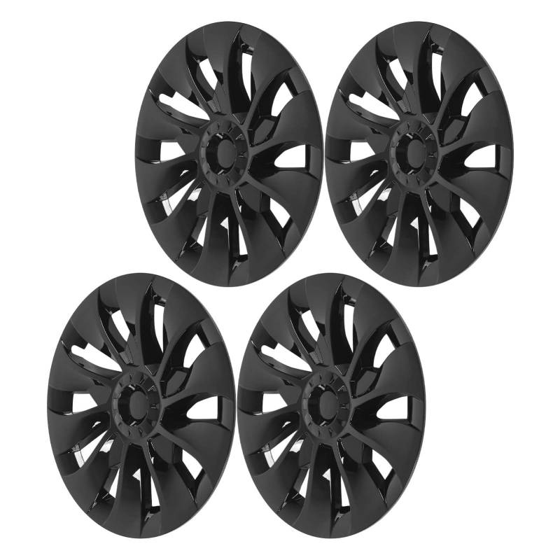 Felgenabdeckung, Lichtbeständig, Vollständig Umwickelt, Radnabenkappe, Glänzend Schwarz, für Modell 3 2017–2023, für 18-Zoll von Kikumi