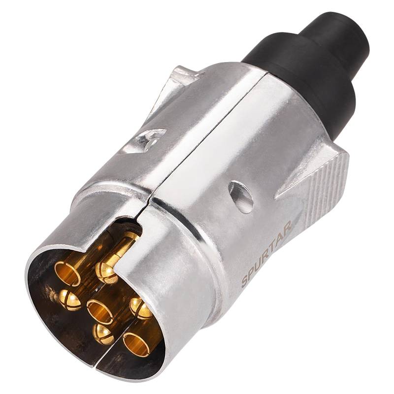 Spurtar 7 Poliger Stecker Adapter Anhänger Aluminium Anhängerstecker 7 Polig Anhänger Zubehör Anhängerkupplung PKW KFZ Stecker Pol für LKW RV – Wasserdicht von Spurtar