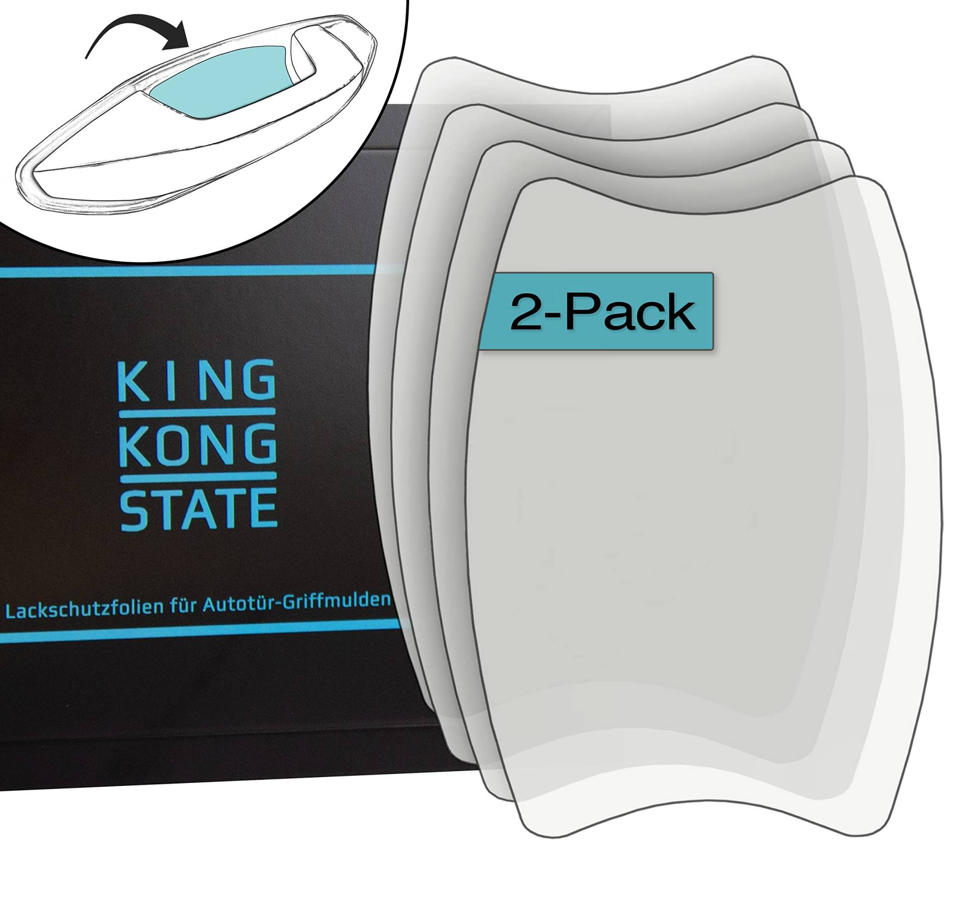 King Kong State Lackschutzfolien 2er-Set für Autotür-Griffmulden - große Griffschalen-Schutzfolien zum Schutz vor Kratzern - transparent von King Kong State
