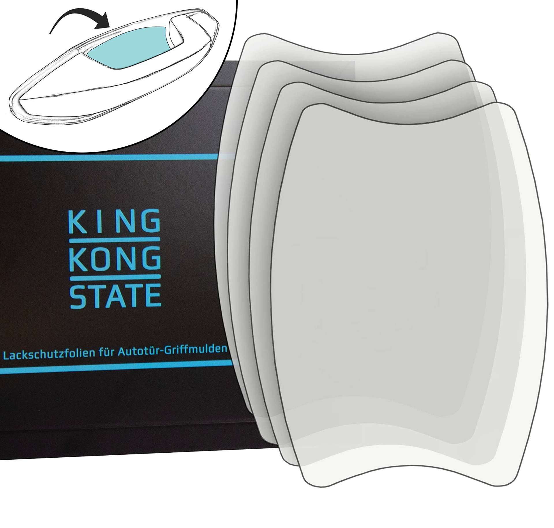 King Kong State Lackschutzfolien-Set für Autotür-Griffmulden - große Griffschalen-Schutzfolien zum Schutz vor Kratzern - transparent von King Kong State