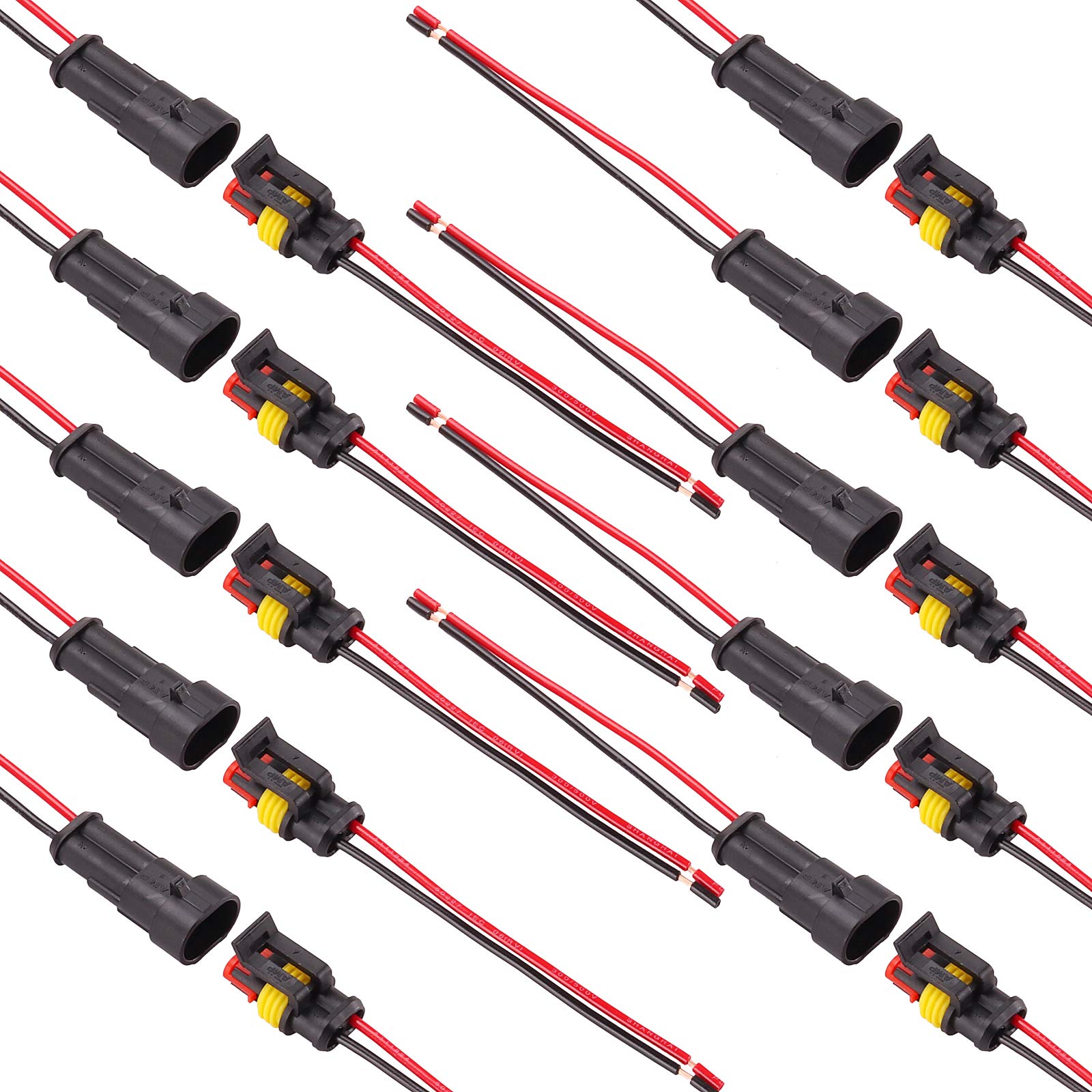 Kinstecks ​​10 Kit 2-poliger wasserdichter elektrischer Stecker Autoelektrische Kabelverbinder mit Kabel für PKW-LKW-Motorrad und andere Kabelverbindungen von Kinstecks