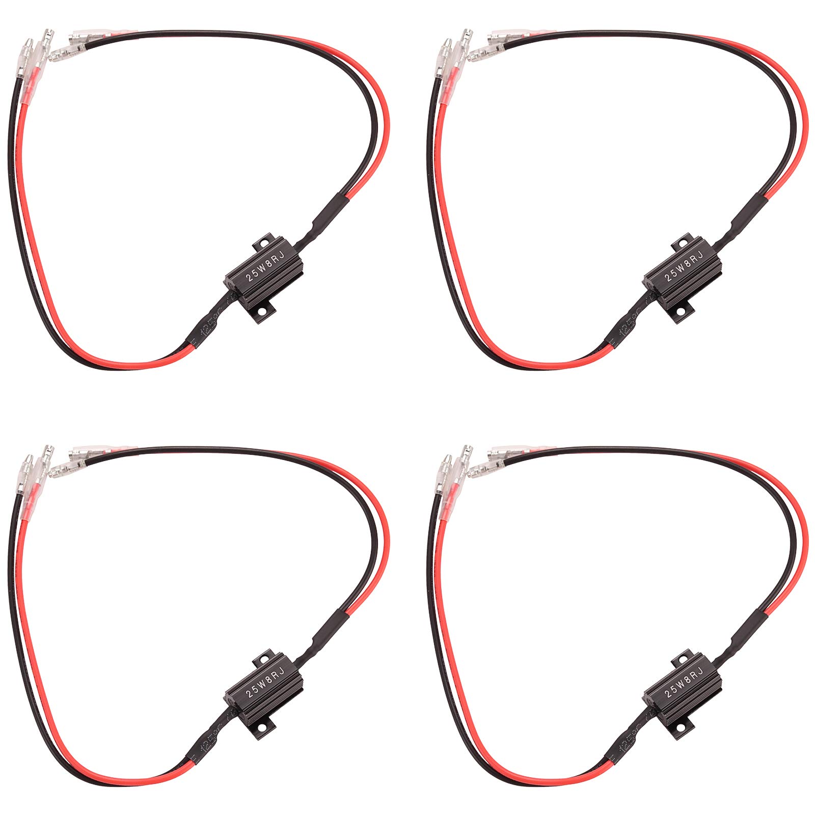 Kinstecks ​​4 STÜCKE 25W 8Ohm LED Lastwiderstände LED Blinker Blinker Adapter Flash Fix Fehler für LED Blinker LED Kennzeichenbeleuchtung DRL-Rot schwarz von Kinstecks