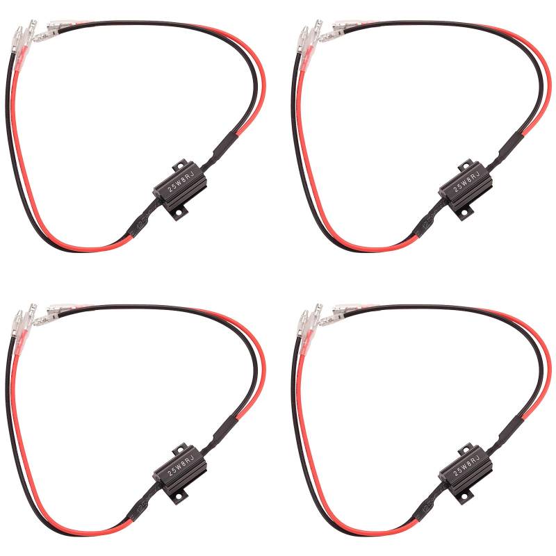 Kinstecks ​​4 STÜCKE 25W 8Ohm LED Lastwiderstände LED Blinker Blinker Adapter Flash Fix Fehler für LED Blinker LED Kennzeichenbeleuchtung DRL-Rot schwarz von Kinstecks
