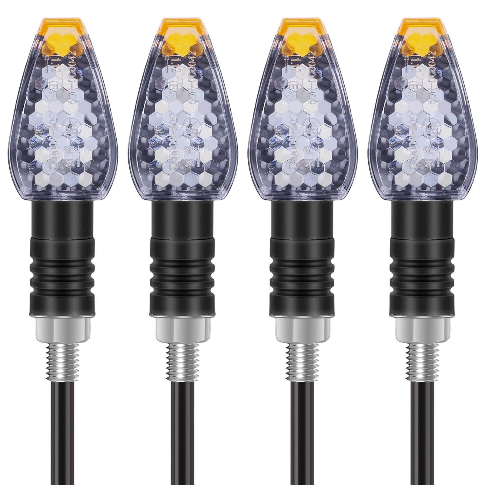 Kinstecks ​​4 STÜCKE Motorradblinker Blinker 12V 14 LEDs für Motorrad Roller Quad Cruiser Harley Kawasaki Yamaha Suzuki Offroad- Klare Schale von Kinstecks