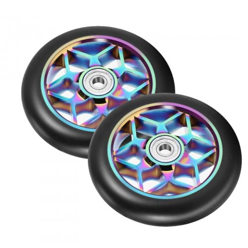 2 Stück 110mm Stunt Scooter Rollen, Scooter Ersatzräder räder mit ABEC-9 Lager, für meisten Stuntscooter und Kickscooter (Bunt) von Kioiner