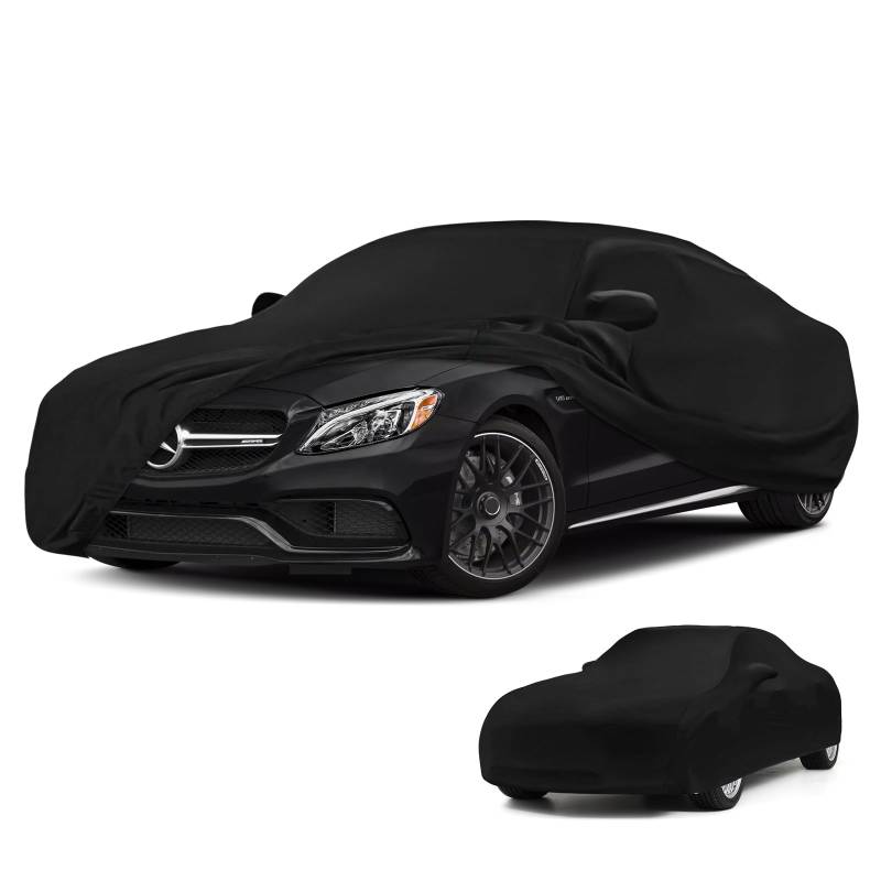 Autoabdeckung Indoor Kompatibel mit Mercedes Benz C-Klasse 2007-2025, Stretch Soft Satin Maßgeschneidert Atmungsaktiv Staubschutz Vollgarage Autoabdeckung für Tiefgarage, Autoausstellung von Kistrba