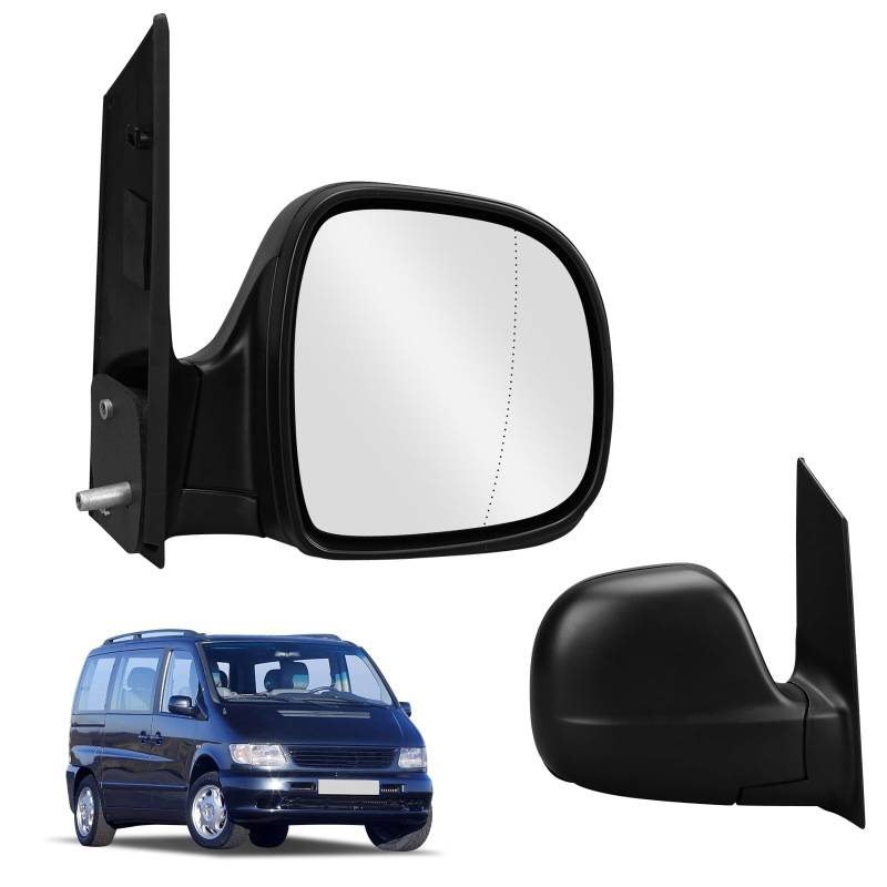 Kistrba Außenspiegel Spiegel Rechts Ersatz für 2003-2014 Mercedes Vito W639 Manuell, Seitenspiegel Komplettsets mit Asphärisch Glas, Nicht Beheizt, Ersatz OE#639-810-02-16 von Kistrba
