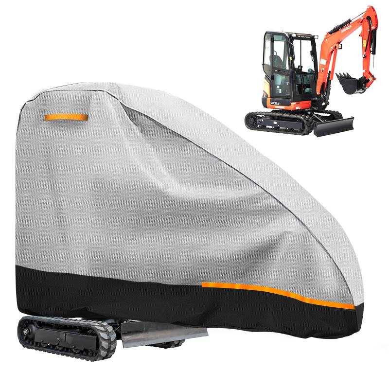 Minibagger Abdeckplane Wasserdicht Atmungsaktive Bagger Abdeckung 420D Vollgarage Minibagger Plane Kleinbagger Abdeckplane für 800-1600kg Minibagger Schutzhülle Regen Schnee UV-Schutz, Hellgrau von Kistrba