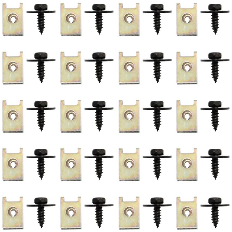 20 Sätze Blechmutter Schraube Mutter Clip Kit,U Typ Karosserieschrauben,Feder Blechnmutter,Auto Body Undertray Fender Schrauben,Blechmuttern Befestigung Clips,Kiuiom von Kiuiom