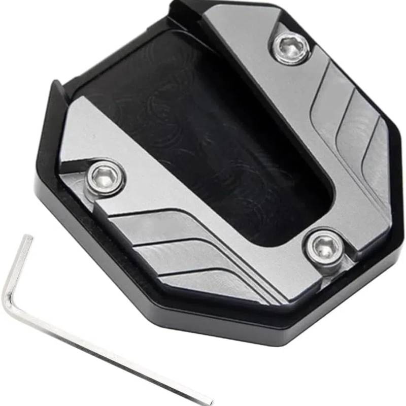 Motorradseitenständer, Verlängerungsplatte Seitenständer Verlängerung, Motorradständer,Anti-Verschleiß und Langlebig,CNC-Aluminiumlegierung für Platte,Polsterung Platte Seitenständer Motorrad(Silber) von Kiuiom