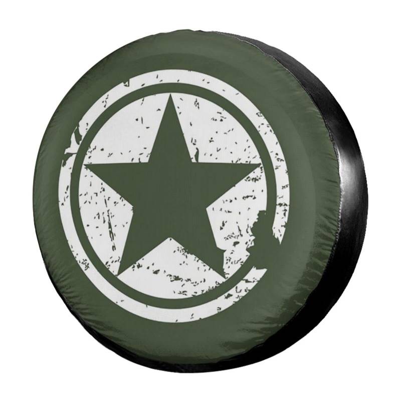 Kiuloam US Army Green Star Reserveradabdeckung Polyester Universal Sonnenschutz Wasserdicht Radabdeckungen für Jeep Anhänger RV SUV LKW und viele Fahrzeuge (38,1 cm für Durchmesser 68,6 cm - 73,7 cm) von KiuLoam