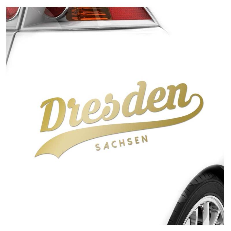 Kiwistar - Autoaufkleber - Dresden Sachsen - Gold - 24x8cm - Aufkleber für Auto, Laptop, Fahrrad, LKW, Motorrad mehrfarbig JDM Decal Racing von Kiwistar