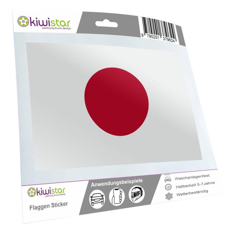 Kiwistar - Autoaufkleber Sticker Fahne Flagge Aufkleber 15cm Japan laminiert sehr Lange Haltbar von Kiwistar