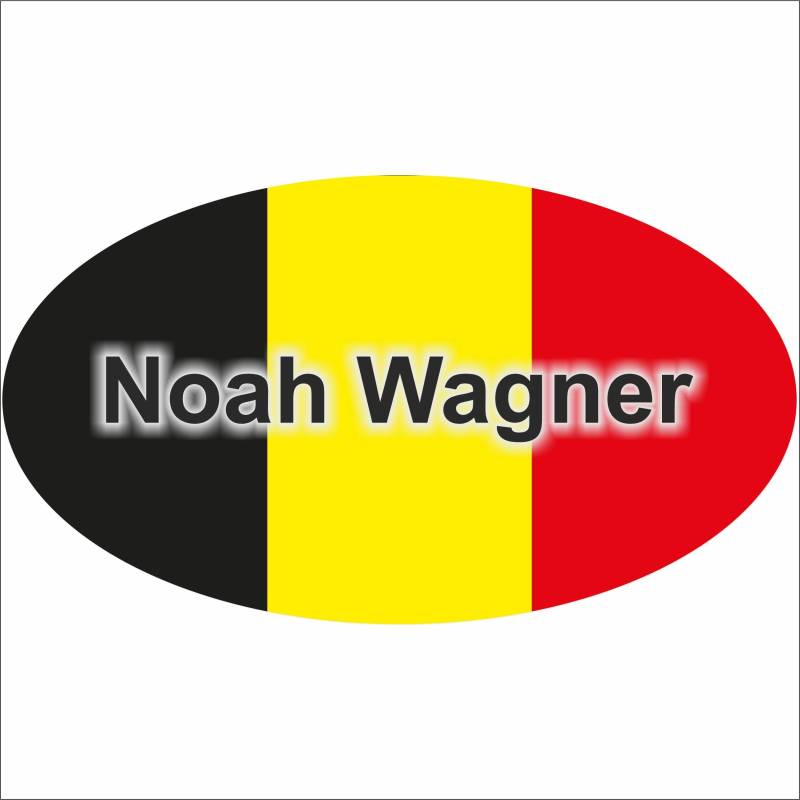 Kiwistar Klebeetiketten - Aufkleber - Fahne - Flagge - Belgien - 10x6,6 cm - mit Wunschtext - Name - personalisiert - Namensaufkleber - Autoaufkleber - Racing von Kiwistar