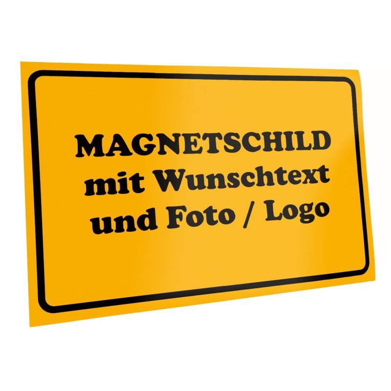 Kiwistar Magnetschild - mit Wunschtext und Foto individuell Bedruckt - Werbung für Firma Büro personalisiert für Auto, KfZ LKW (gelb, 50x30 cm) von Kiwistar