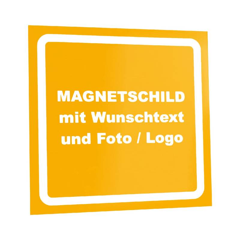 Kiwistar Magnetschild - mit Wunschtext und Foto individuell Bedruckt - Werbung für Firma Büro personalisiert für Auto, KfZ LKW (gelb, 50x50 cm) von Kiwistar