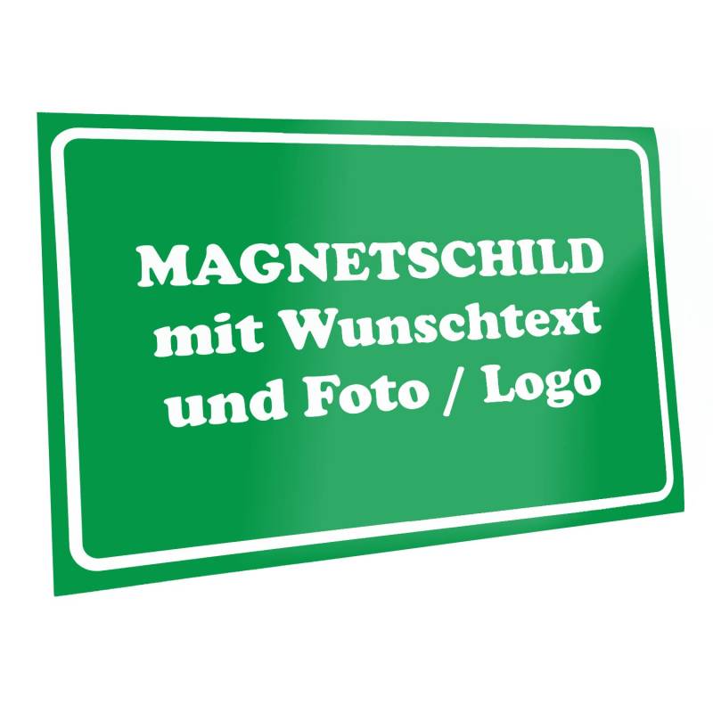 Kiwistar Magnetschild - mit Wunschtext und Foto individuell Bedruckt - Werbung für Firma Büro personalisiert für Auto, KfZ LKW (grün, 60x20 cm) von Kiwistar
