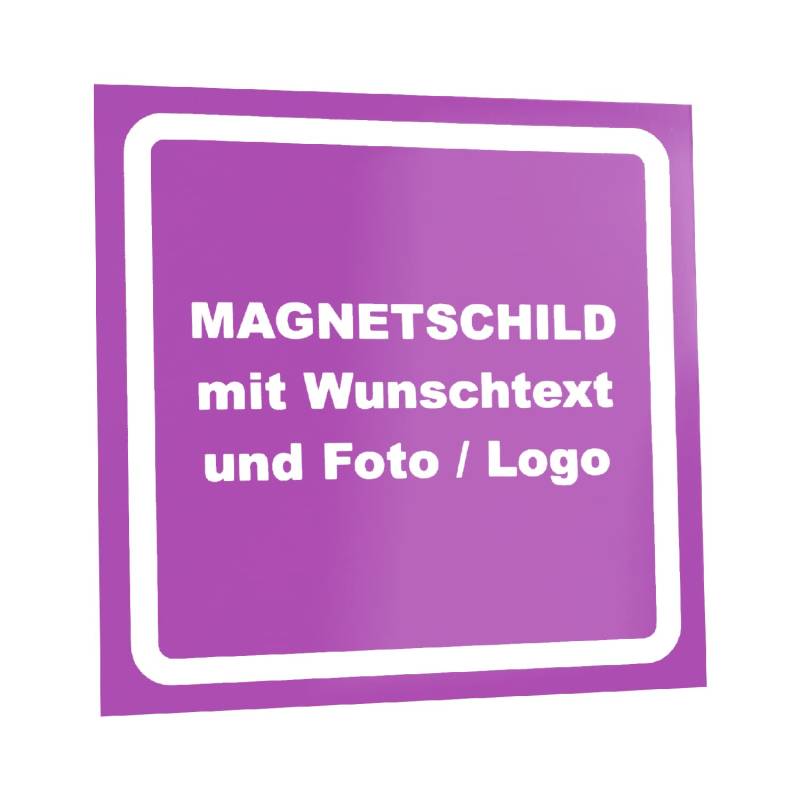 Kiwistar Magnetschild - mit Wunschtext und Foto individuell Bedruckt - Werbung für Firma Büro personalisiert für Auto, KfZ LKW (lila, 50x50 cm) von Kiwistar