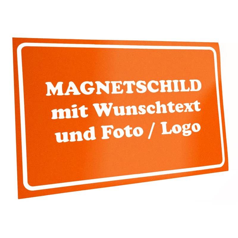 Kiwistar Magnetschild - mit Wunschtext und Foto individuell Bedruckt - Werbung für Firma Büro personalisiert für Auto, KfZ LKW (orange, 60x20 cm) von Kiwistar
