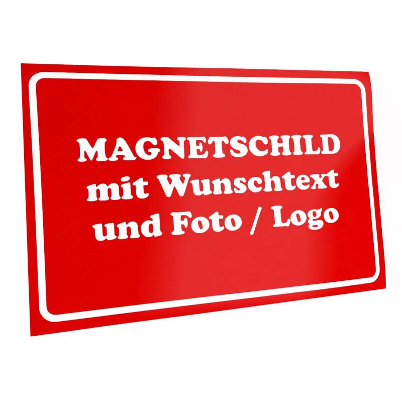 Kiwistar Magnetschild - mit Wunschtext und Foto individuell Bedruckt - Werbung für Firma Büro personalisiert für Auto, KfZ LKW (rot, 50x30 cm) von Kiwistar
