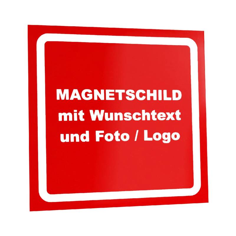Kiwistar Magnetschild - mit Wunschtext und Foto individuell Bedruckt - Werbung für Firma Büro personalisiert für Auto, KfZ LKW (rot, 50x50 cm) von Kiwistar