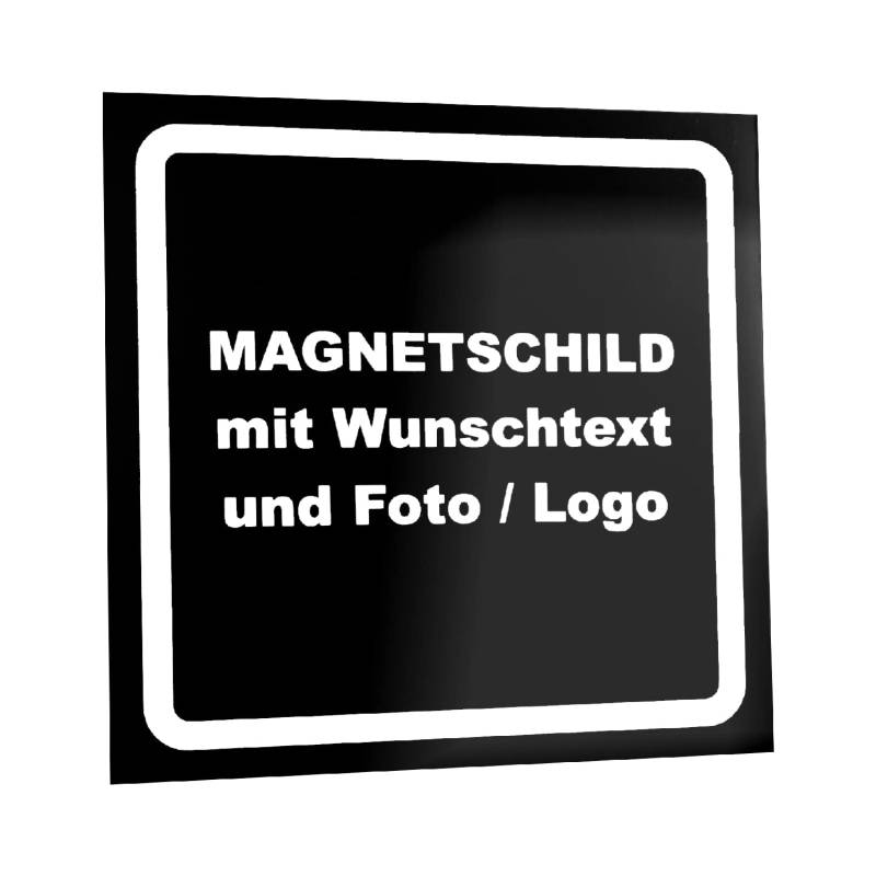 Kiwistar Magnetschild - mit Wunschtext und Foto individuell Bedruckt - Werbung für Firma Büro personalisiert für Auto, KfZ LKW (schwarz, 20x20 cm) von Kiwistar