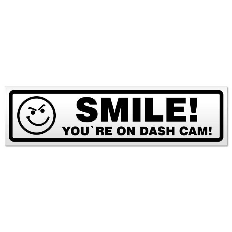 Kiwistar Smile You Are on Dash Cam Magnetschild Schild magnetisch - 20cm Schwarz - Magnetfolie für Auto PKW Kfz von Kiwistar