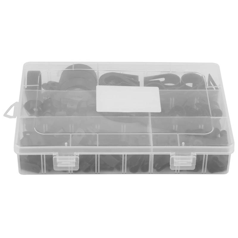 200pcs Nylon Plastik P Befestigungselemente Clips Klemmen Sortiertes Kabelkabel -Leitungs -Kit Organisierte Speicherlösung zum Sichern von Kabelkabeln verschiedene Größenfarben (Schwarz) von Klanata
