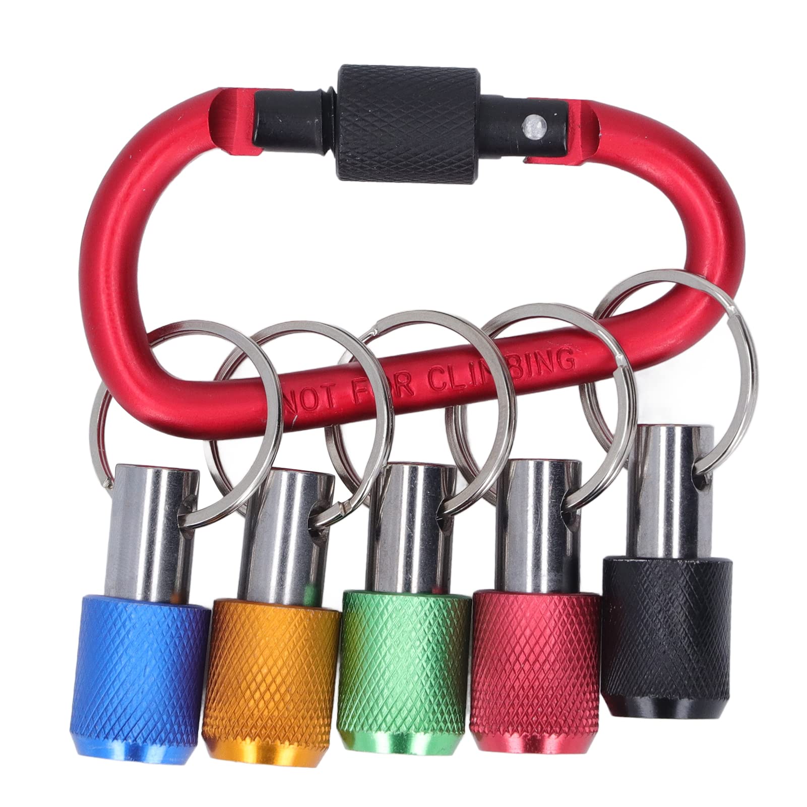 Hex Shank -Bithalter -Schraubendreher Schnellwechsel Verlängerungsleiste mit 5 Farbhöhlen Keyring Tragbares Design für die hohe Höhe (Roter Carabiner) von Klanata