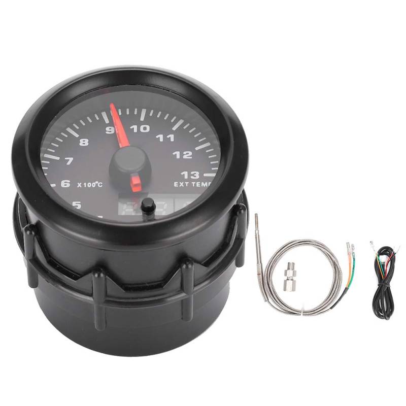 Klanata 7-Farben 300–1300 °C EGT-Pyrometer-Set, 2-1/16 Zoll 52 mm schwarzes Zifferblatt mit Sensor, universelles Kfz-Messgerät von Klanata