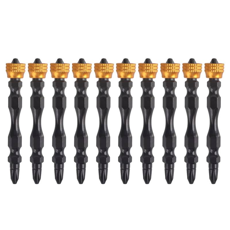 Magnetkragen Schraubendreher Bit PH2 Cross Elektromaugtfahrer Bit 1/4in Sechskant Shank Schwarz Gold von Klanata