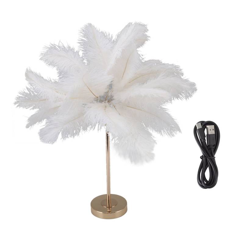 Tischlampe mit Touch-Schalter, USB-Straußenlampe, 3-farbige Dimm-Schreibtischlampe mit goldenem Metallsockel, 30 Stück von Klanata