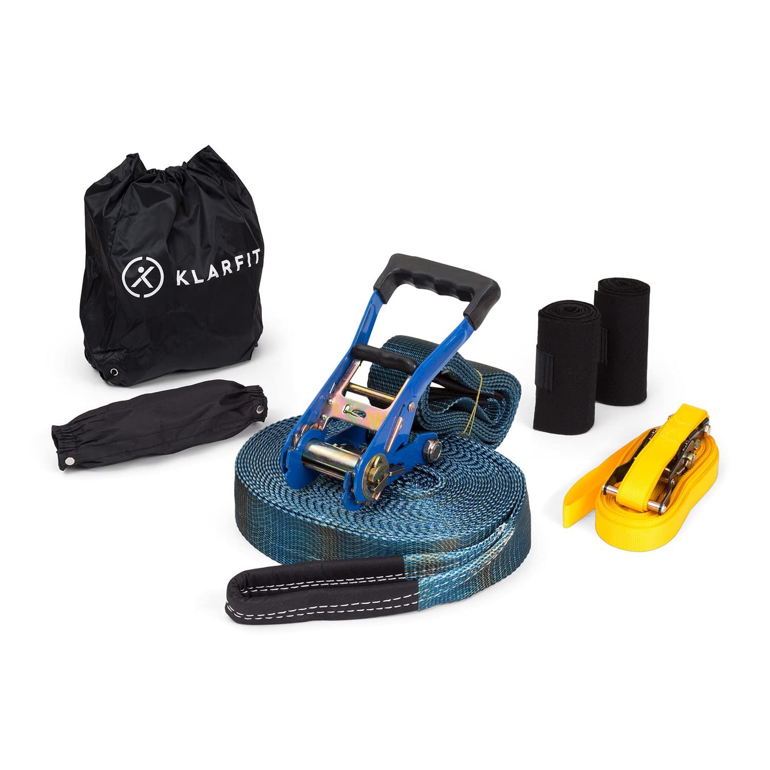 Klarfit Slackline, Slackline für Kinder & Erwachsene, Slackline-Set mit Übungsline, Ratsche, Seile & Hilfs-Slackline, Baumschutz, 15m Zipline, 150kg Traglast, Ninja Warrior Inspirierte Trainingsgeräte Klarfit Slackline, Slackline für Kinder & Erwachsene, Slackline-Set mit Übungsline, Ratsche, Seile & Hilfs-Slackline, Baumschutz, 15m Zipline, 150kg Traglast, Ninja Warrior Inspirierte Trainingsgeräte von Klarfit