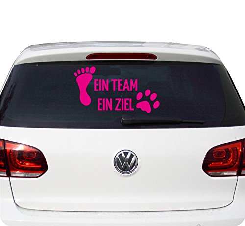 Kleb-Drauf - 1 Spruch - Ein Team ein Ziel - Aufkleber zur Dekoration von Autos, Motorrädern und allen anderen glatten Oberflächen im Außenbereich; aus 19 Farben wählbar; in matt oder glänzend; Pink - glänzend von Kleb-drauf