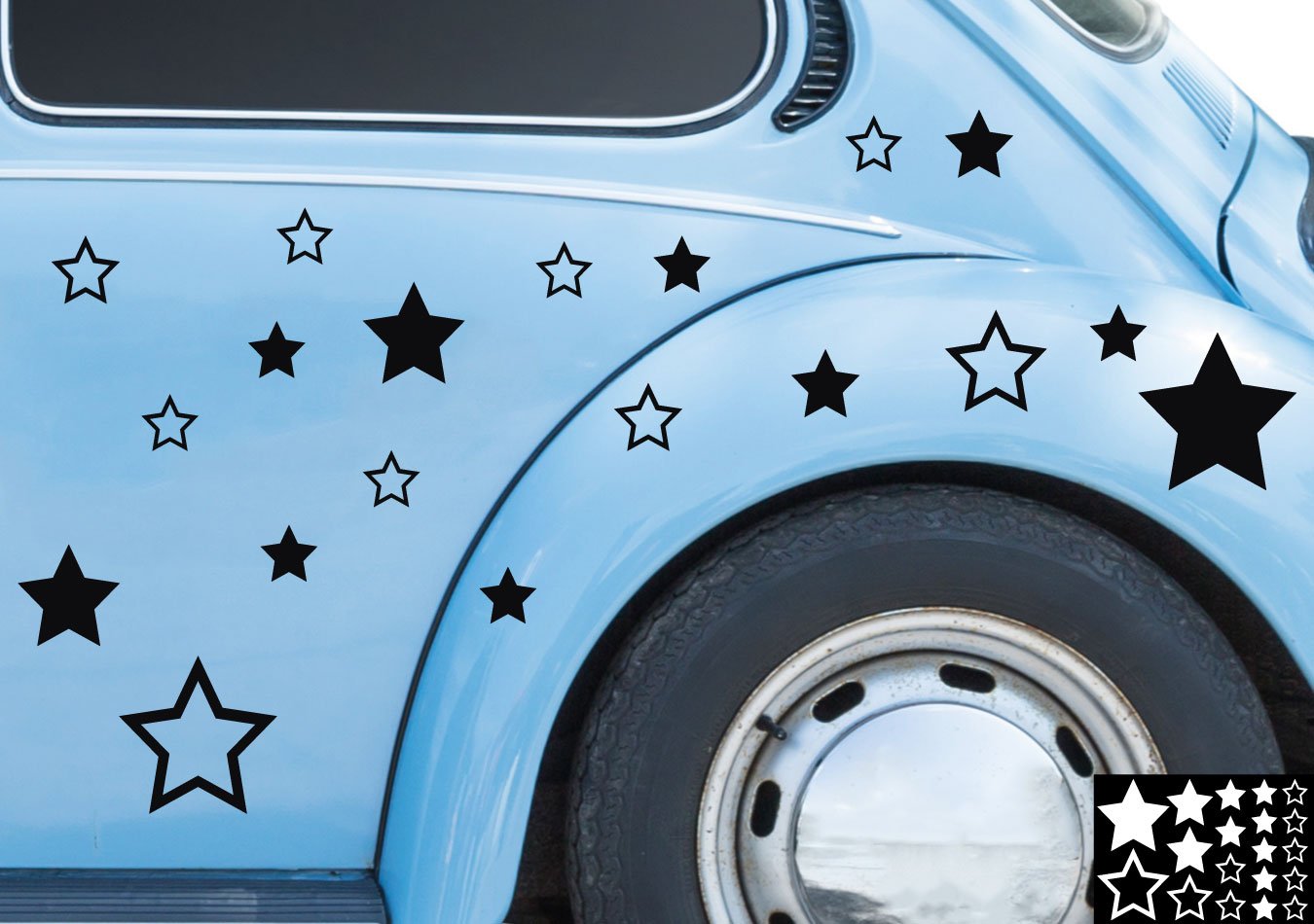Kleb-drauf® - 19 Sterne/Blau - glänzend - Aufkleber zur Dekoration von Autos, Motorrädern und Allen Anderen glatten Oberflächen im Außenbereich; aus 19 Farben wählbar; in matt oder glänzend von Kleb-drauf