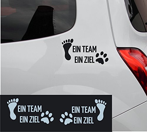 Kleb-drauf® - 2 EIN Team EIN Ziel/Weiß - matt - Aufkleber zur Dekoration von Autos, Motorrädern und Allen Anderen glatten Oberflächen im Außenbereich; aus 19 Farben wählbar; in matt oder glänzend von Kleb-drauf