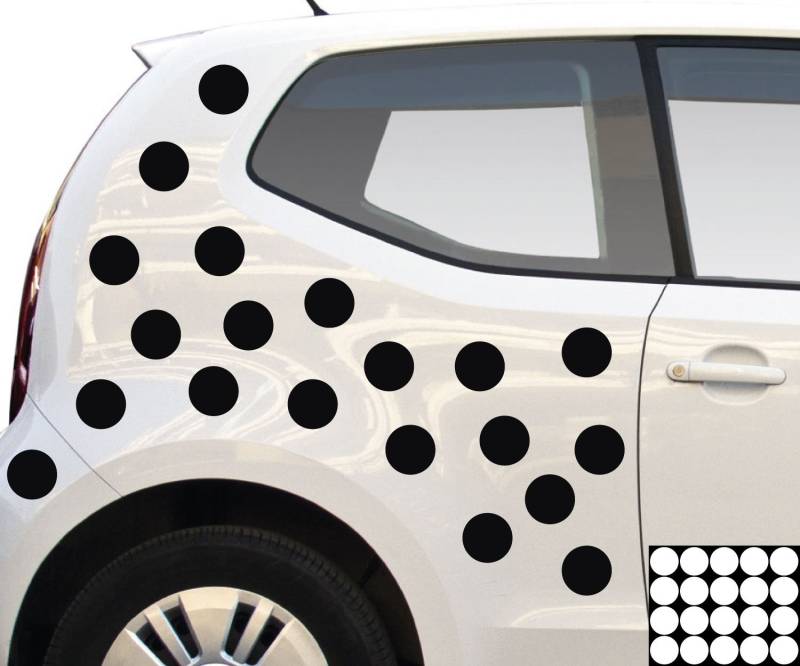 kleb-drauf® - 20 Punkte/Schwarz - glänzend - Aufkleber zur Dekoration von Autos, Motorrädern und Allen Anderen glatten Oberflächen im Außenbereich; aus 19 Farben wählbar; in matt oder glänzend von kleb-drauf