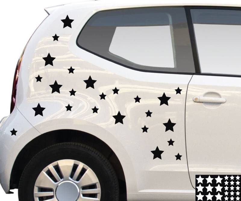 Kleb-drauf® - 24 Sterne/Gold - glänzend - Aufkleber zur Dekoration von Autos, Motorrädern und Allen Anderen glatten Oberflächen im Außenbereich; aus 19 Farben wählbar; in matt oder glänzend von Kleb-drauf