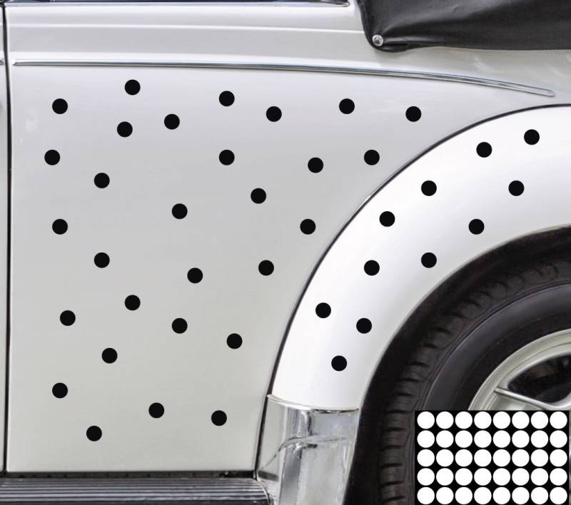 Kleb-drauf® - 40 Punkte/Weiß - glänzend - Aufkleber zur Dekoration von Autos, Motorrädern und Allen Anderen glatten Oberflächen im Außenbereich; aus 19 Farben wählbar; in matt oder glänzend von Kleb-drauf