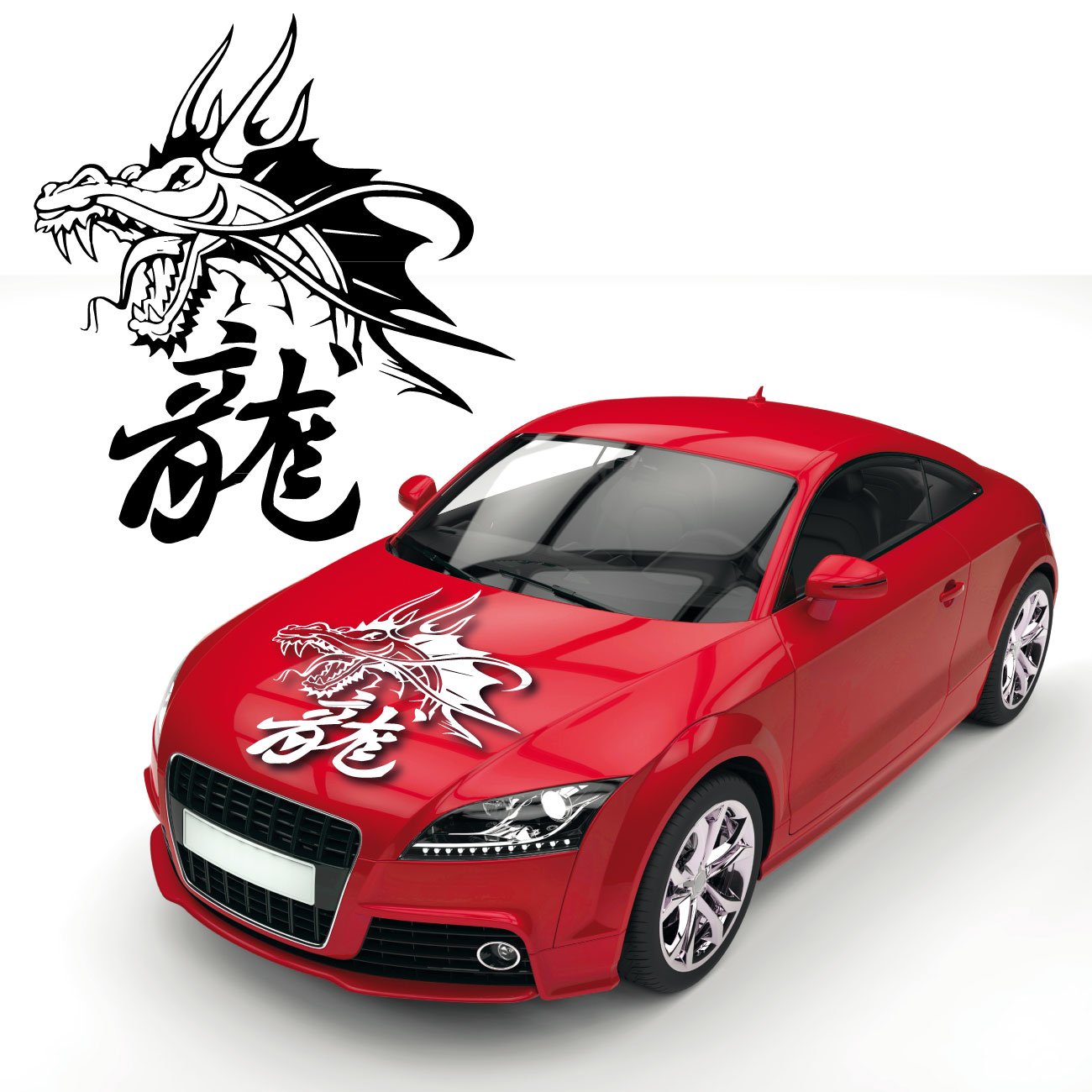 Autoattoo Drachen Dragon Sticker Chinesische Schriftzeichen Motiv Fabelwesen Aufkleber |KB338 von Klebe-X