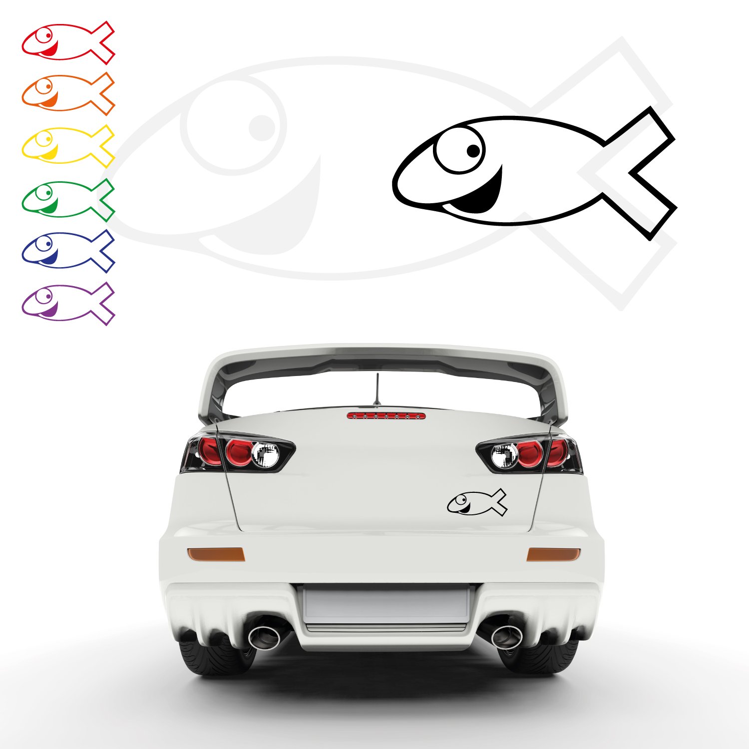 Comic Ichthy Christusfisch Autoaufkleber Fisch Ichthys Jesus Aufkleber Sticker Fische | A00060 von Klebe-X