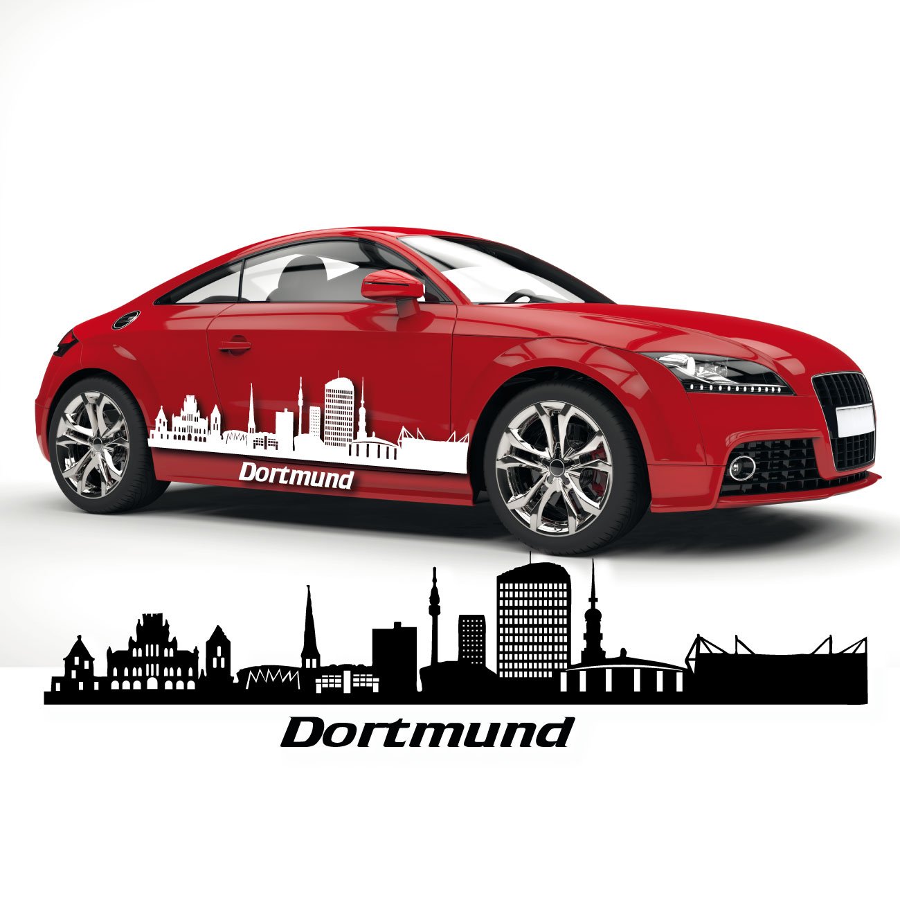 Dortmund Skyline Aufkleber Silhouette Autoaufkleber Sticker Folienplot Stadt Deutschland |SKD024 von Klebe-X